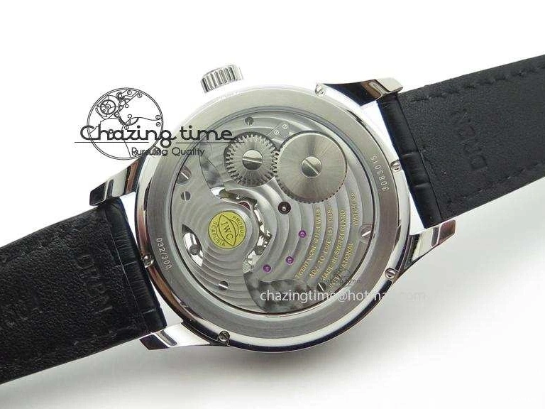 MIROTIME 0518 UrbanStyle Portuguese Tourbillon Power Reserve Moonphase SS White Dial On Black Leather Strap 7318